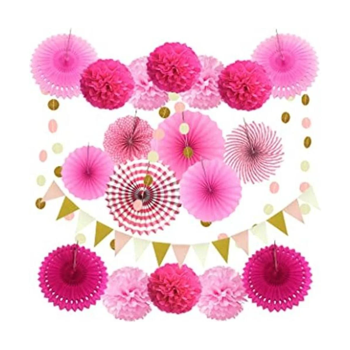 Zerodeco Decoración de fiesta 21 piezas de abanicos de_1