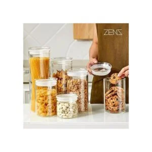 Zens Tarro de cristal con tapa de cristal contenedor_3