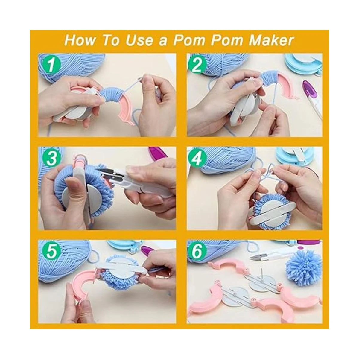 Zhaoyao Pompom Makers Juego de herramientas para hacer_4