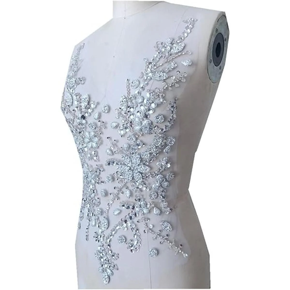 Zbroh Parche hecho a mano con cuentas de cristal plateado_1