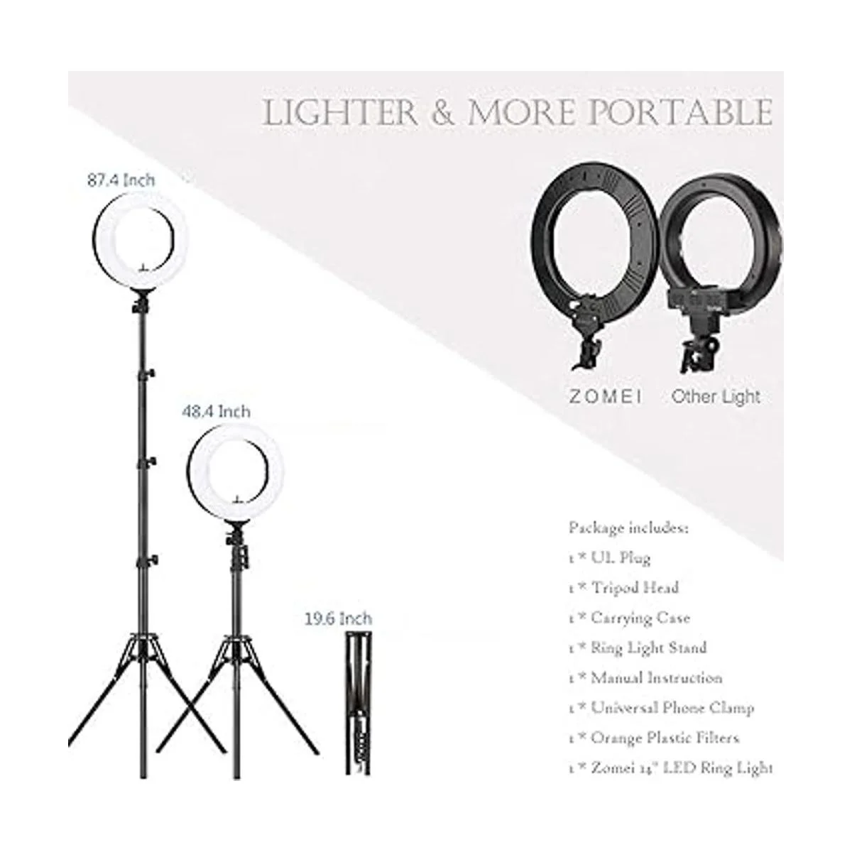 ZOMEI 14 pulgadas LED anillo luz regulable 41W 5500k_2