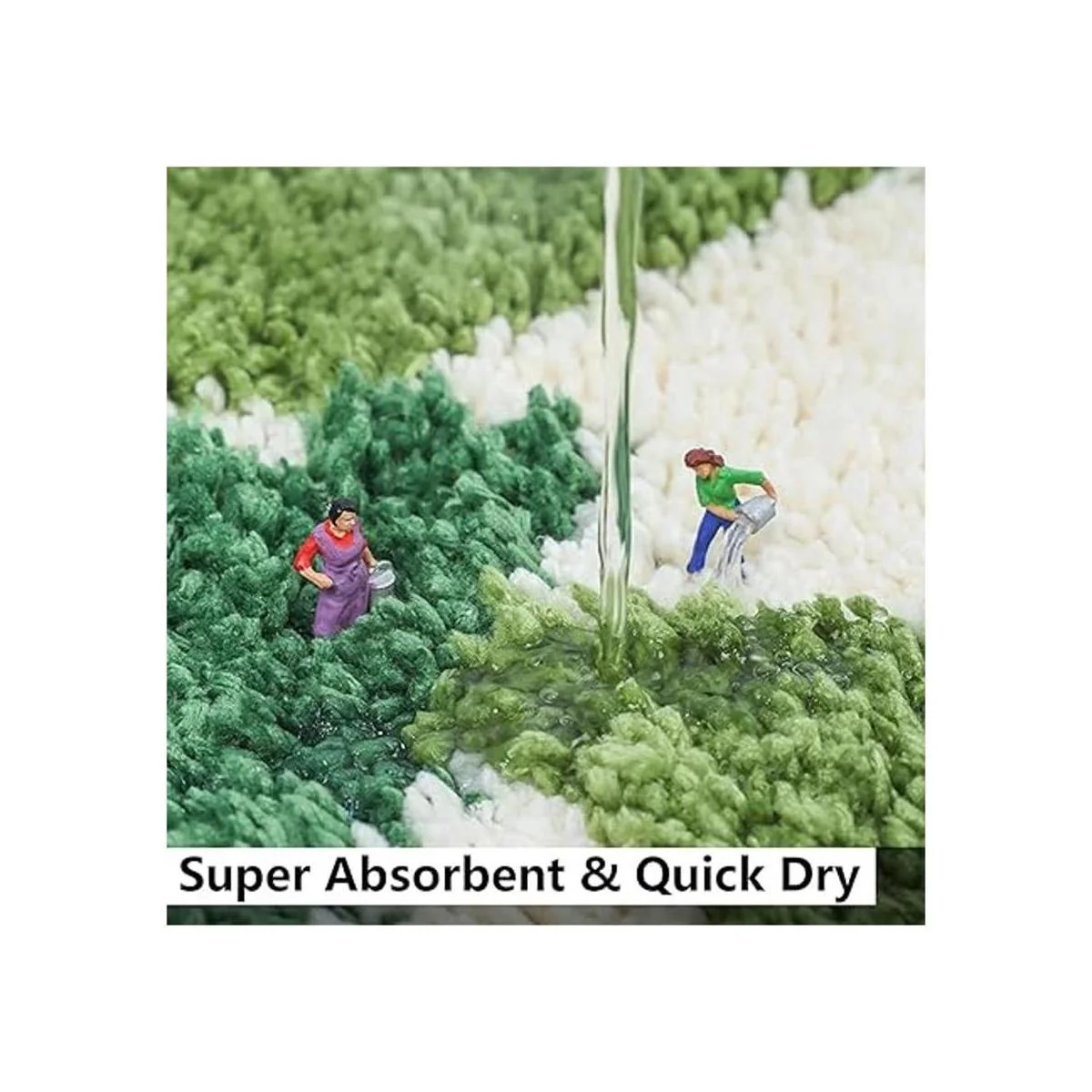 ZebraSmile Tapete verde para baño de microfibra_4