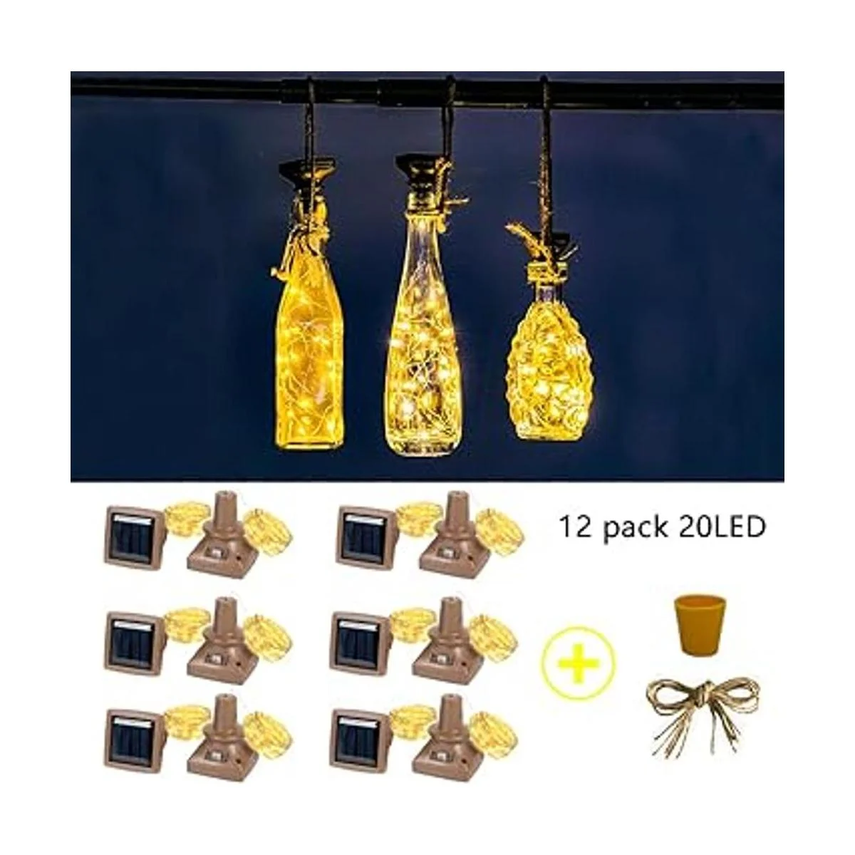 ZYLiWoo Luces solares para botellas de vino con amor
