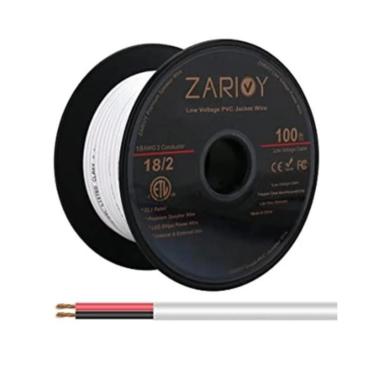 Zarivy Cable rojo y negro de calibre 18 de 100 pies con_1