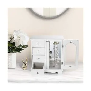 ZGZD Joyero blanco organizador de maquillaje y accesorios_3