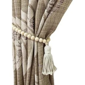 ZILucky Juego de 2 alzapaños para cortina de madera con