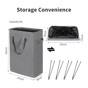 ZERO JET LAG Cesta delgada para la ropa sucia con asas_3