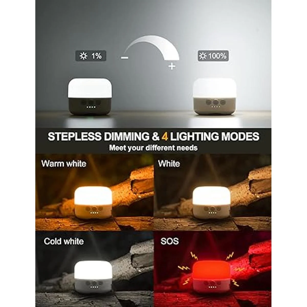 ZMNT Linterna LED de camping recargable de 1000 lúmenes_3