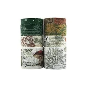 ZMLSED Juego de cinta Washi verde vintage 8 rollos de_1