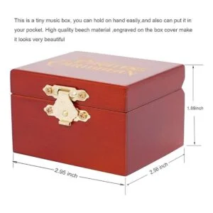 Youtang Wind up Caja musical de madera tallada con espejo_2