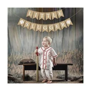 Yute Arpillera Little Slugger Banner Niño Béisbol Tema_4