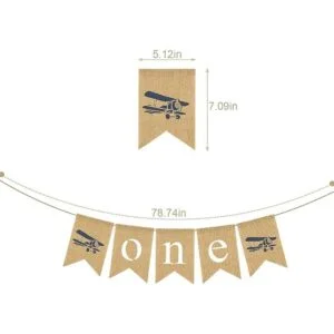 Yute Arpillera Avión Tema Una Silla Alta Banner Boy 1st_3