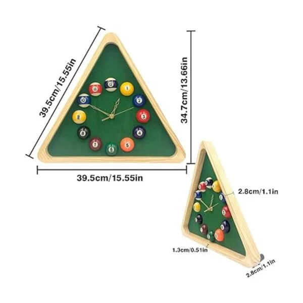 Yuanhe Reloj de pared triangular de billar de 14 pulgadas_5