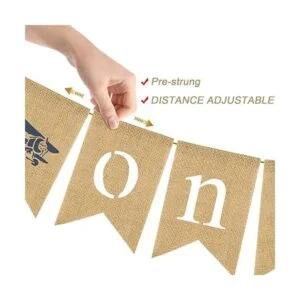 Yute Arpillera Avión Tema Una Silla Alta Banner Boy 1st_2