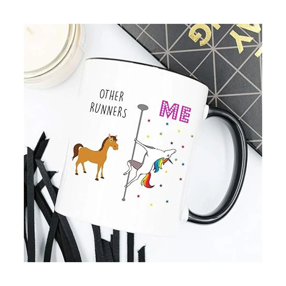 YouNique Designs Running Coffee Mug 11 Ounces Unicorn_3