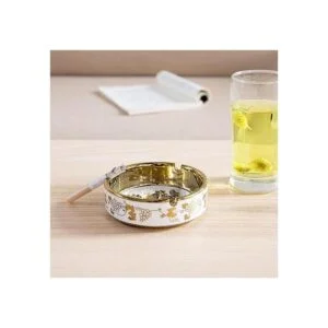 Yosco Cenicero de mesa con chapado en titanio de cerámica_3