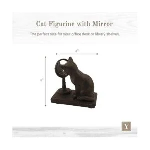 Youngs Inc. Figura de gato de resina con espejo 4