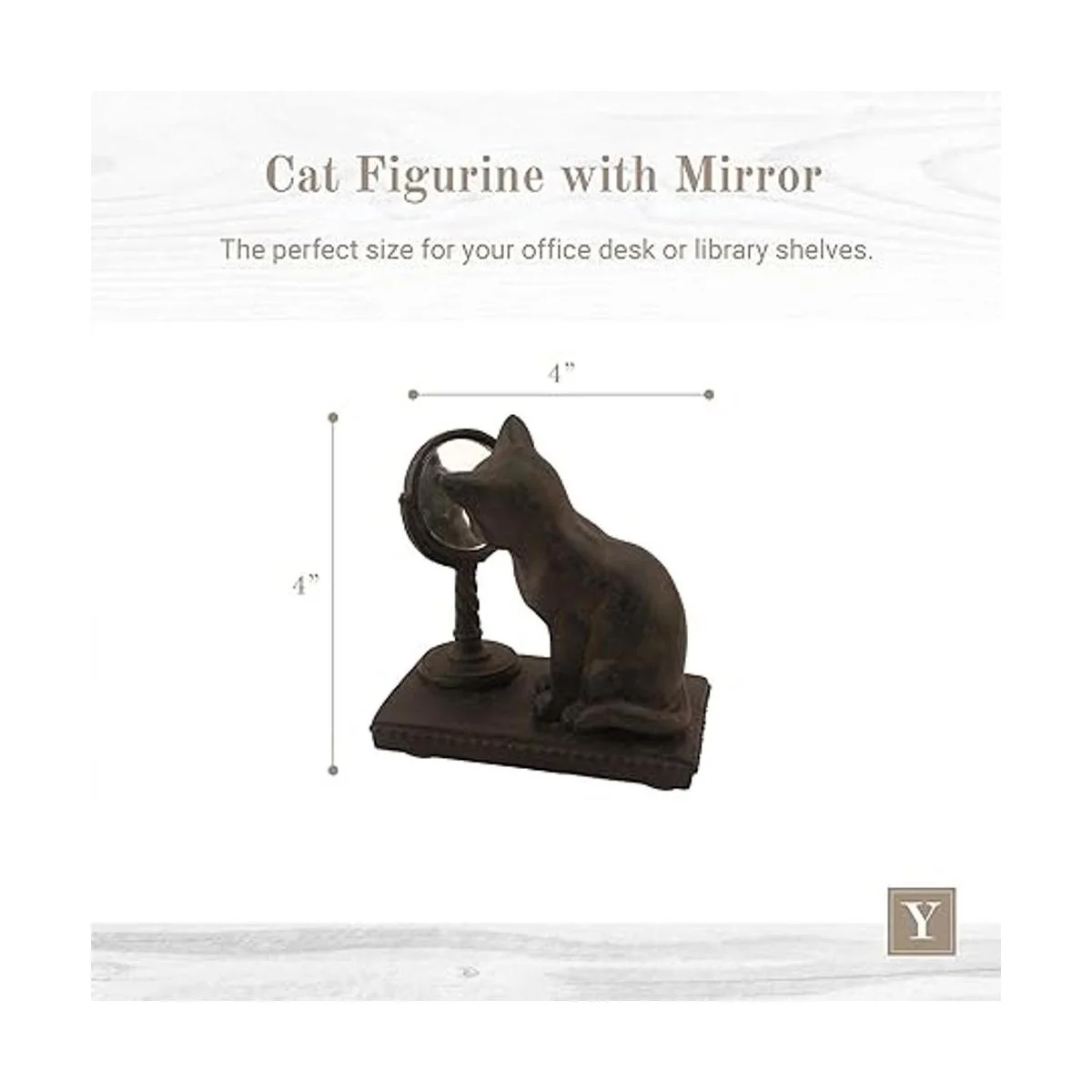 Youngs Inc. Figura de gato de resina con espejo 4