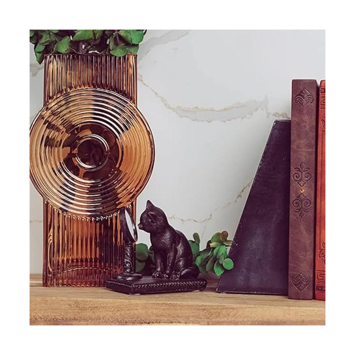 Youngs Inc. Figura de gato de resina con espejo 4