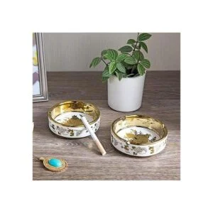 Yosco Cenicero de mesa con chapado en titanio de cerámica_5