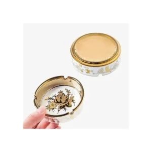 Yosco Cenicero de mesa con chapado en titanio de cerámica_6