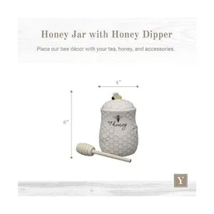 Youngs Inc. Tarro de miel de cerámica con salsa de miel_3