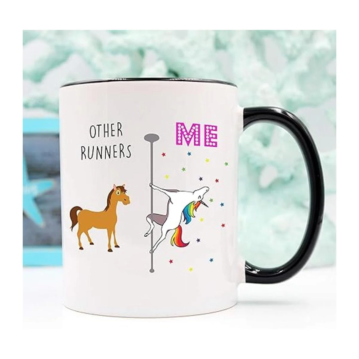 YouNique Designs Running Coffee Mug 11 Ounces Unicorn_2