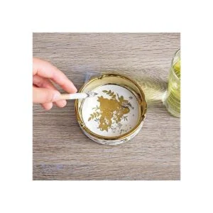 Yosco Cenicero de mesa con chapado en titanio de cerámica_4