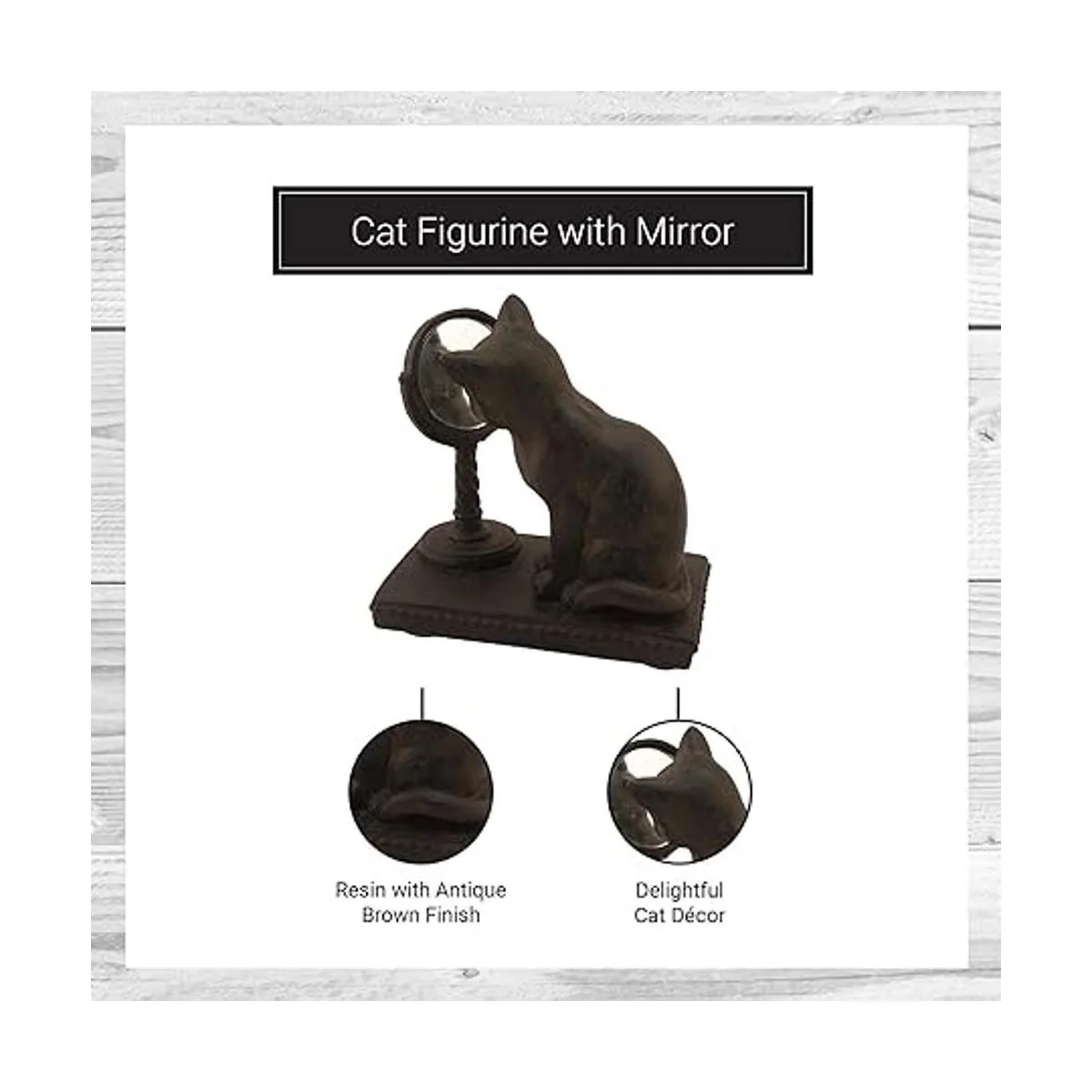 Youngs Inc. Figura de gato de resina con espejo 4