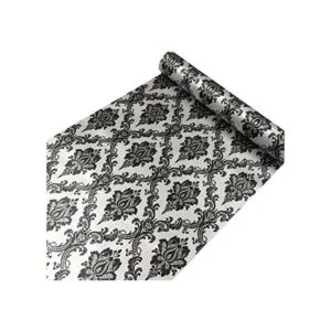 Yifely Adhesivo retro de papel de damasco negro para_1