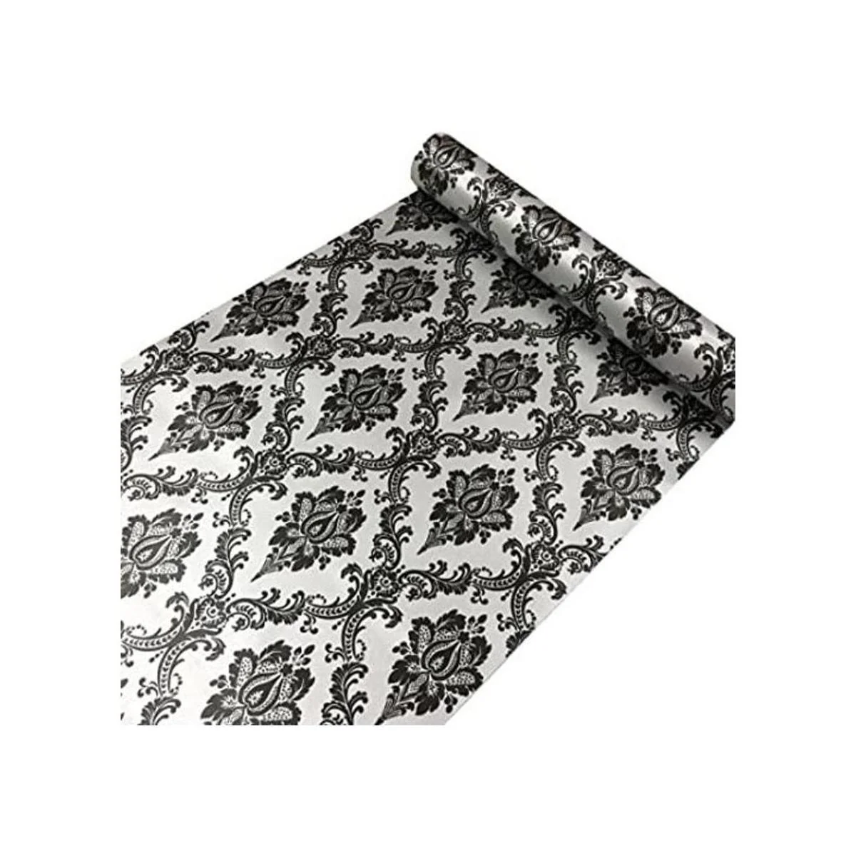 Yifely Adhesivo retro de papel de damasco negro para_1