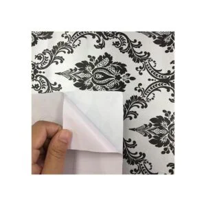 Yifely Adhesivo retro de papel de damasco negro para_4