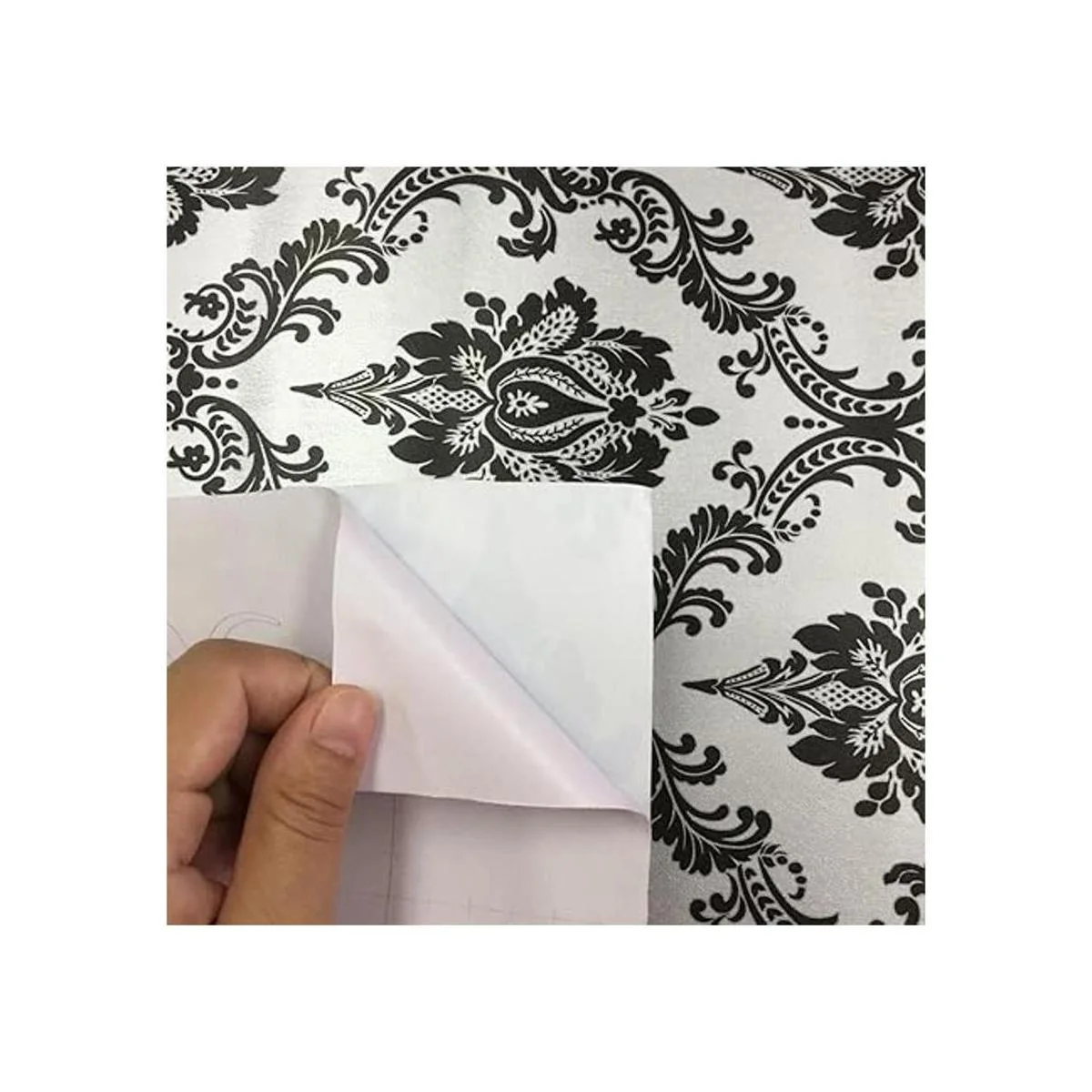 Yifely Adhesivo retro de papel de damasco negro para_4