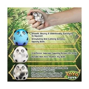 YoYa Toys Pelota de estrés de panda para niños y adultos_3