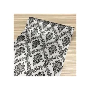 Yifely Adhesivo retro de papel de damasco negro para_5