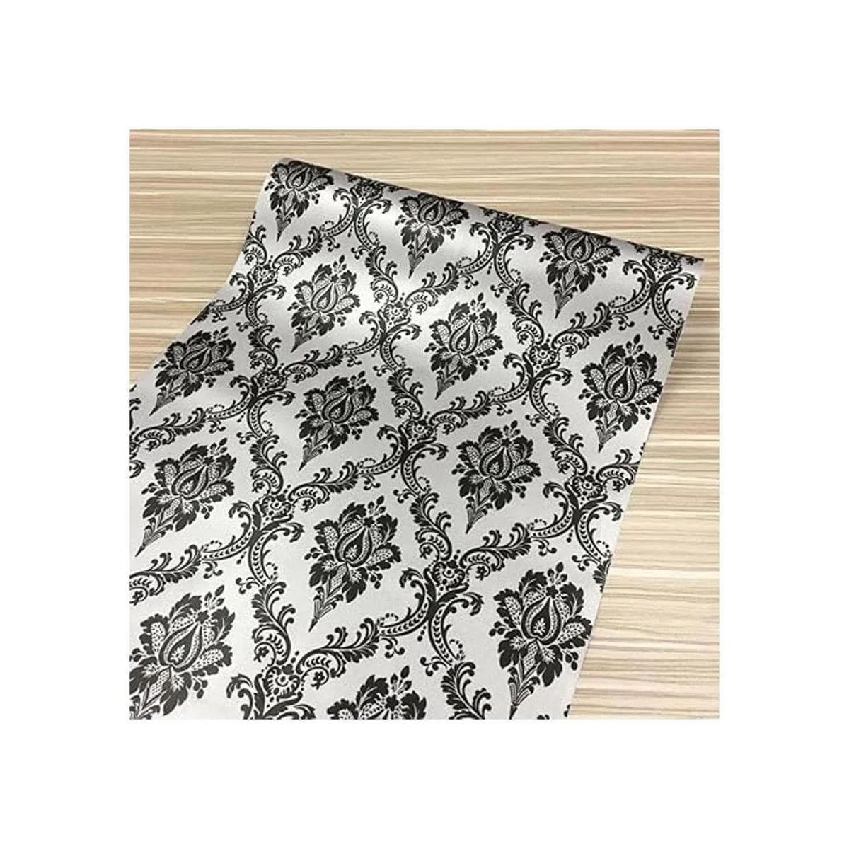 Yifely Adhesivo retro de papel de damasco negro para_5