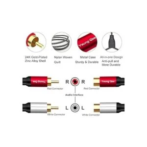 Yeung Qee 2 RCA macho a 2RCA hembra Cable de extensión de_3