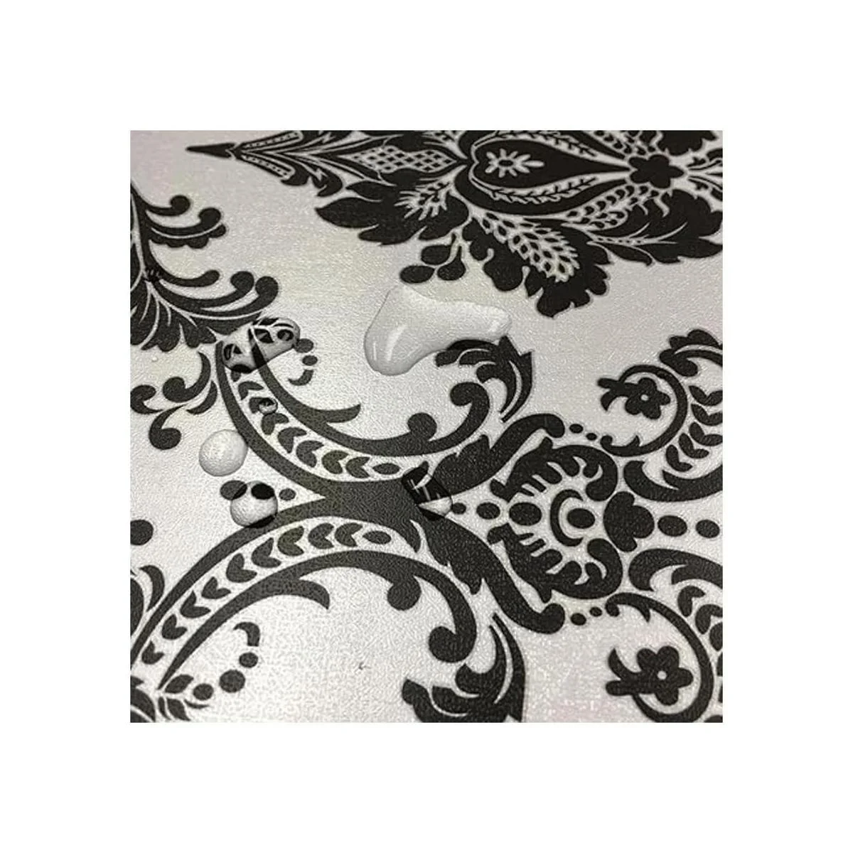 Yifely Adhesivo retro de papel de damasco negro para_2