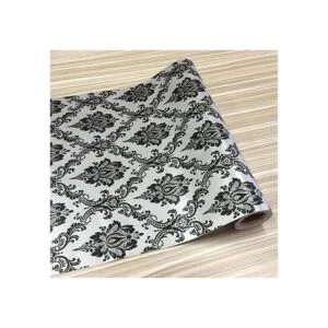 Yifely Adhesivo retro de papel de damasco negro para_3