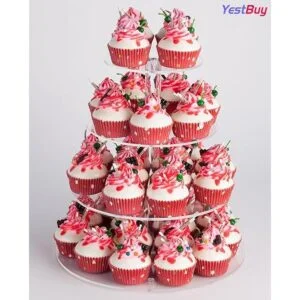 YestBuy Soporte redondo para cupcakes de acrílico de 4_5