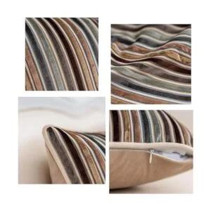 Yangest Funda bohemia de terciopelo a rayas para cojín con_3