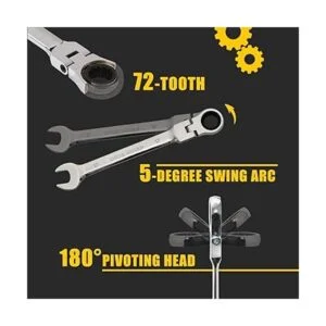 Yashong Juego de llaves de trinquete de cabeza flexible