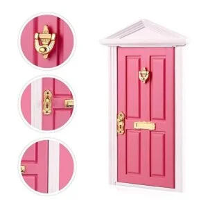 Yardwe 1 mini puerta de madera en miniatura mueble de