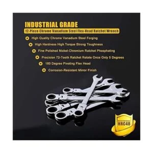 Yashong Juego de llaves de trinquete de cabeza flexible