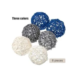 Yaomiao 6 bolas de mimbre de ratán decorativas para