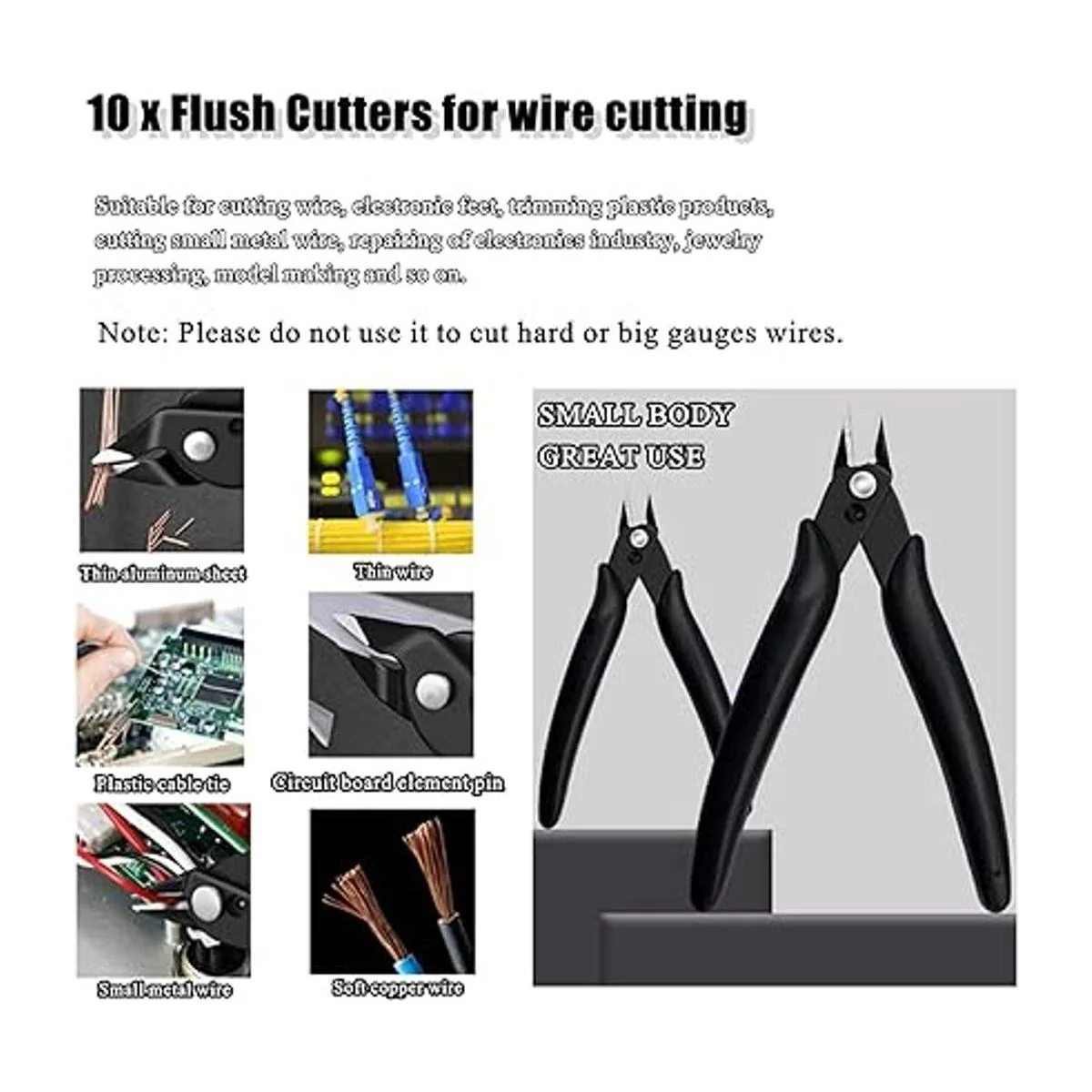 YaeCCC Paquete de 10 cortadores de alambre alicates de