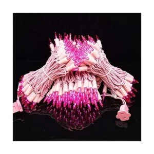 YULETIME Luces LED rosas de Navidad con cable rosa 66_3