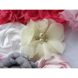 YYCRAFT 40 flores de gasa artesanales flores de pelo_5