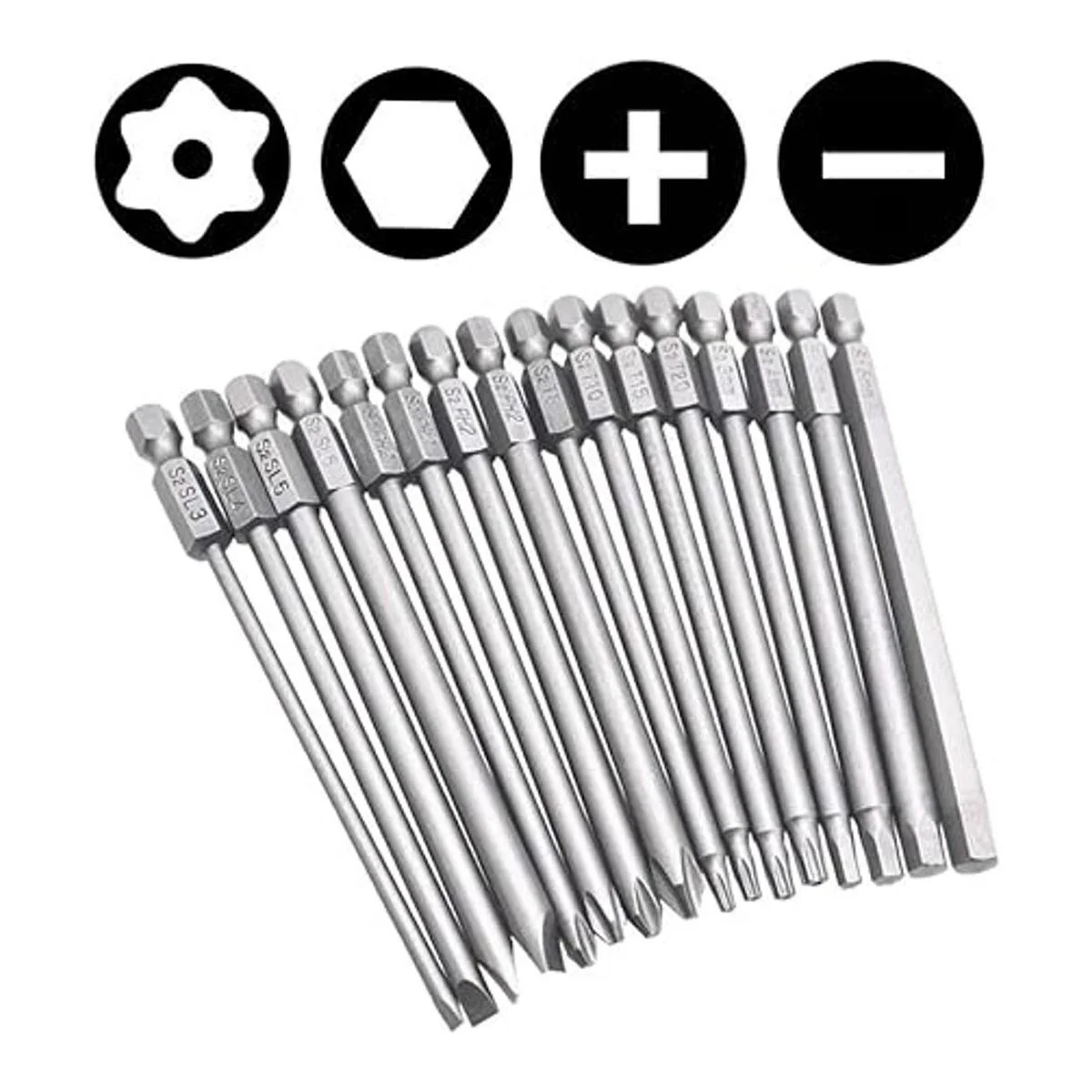 Yakamoz 16Pcs 4in1 Multi Long Magnetic Screwdriver Bit Set