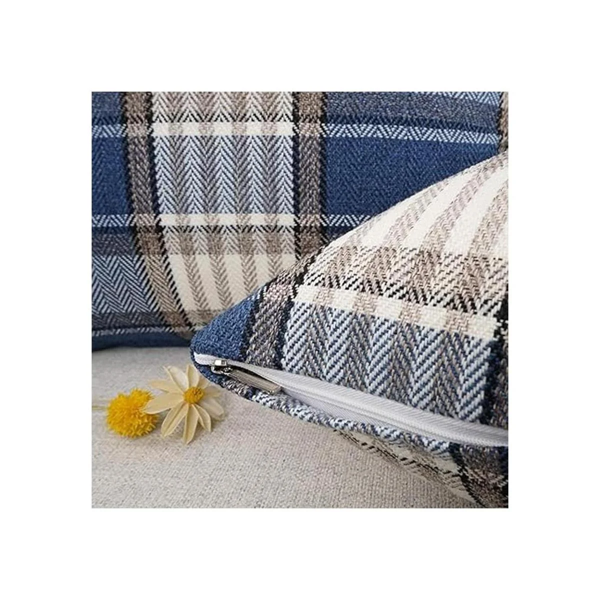 YOUR SMILE Juego de 2 fundas de cojín de lino y algodón